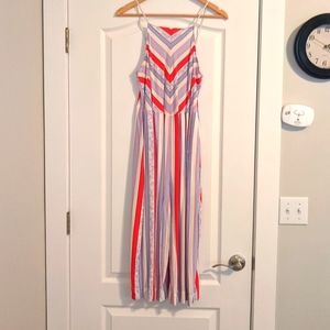 Express red, white, & blue, sleeveless jumpsuit, mid length, size 10